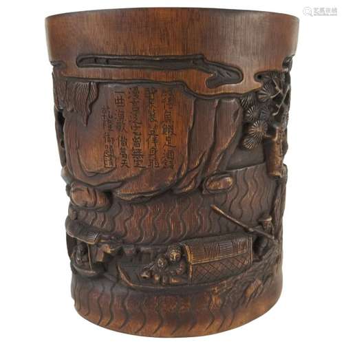 A Carved Bamboo Brush pot