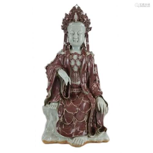 A Ming Style Underglazed Red Seated Bodhisattva