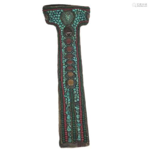 A Tibetan Antique TurquoiseÂ and Coral Headdress.