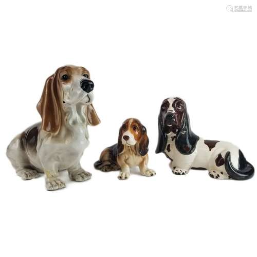 Three Porcelain Dog Figurines