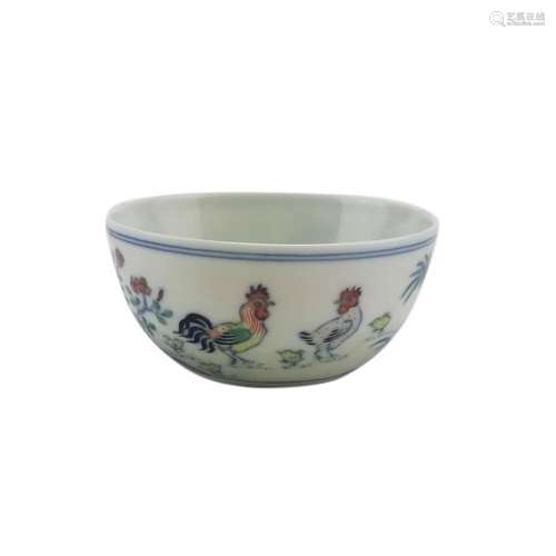 A Doucai Chicken Cup with Yongzheng Mark