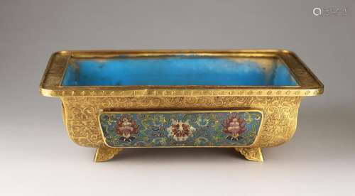 CHINESE GILT BRONZE ENAMEL PLANTER'S POT