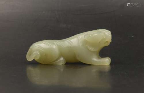 CHINESE WHITE JADE CARVED TIGER