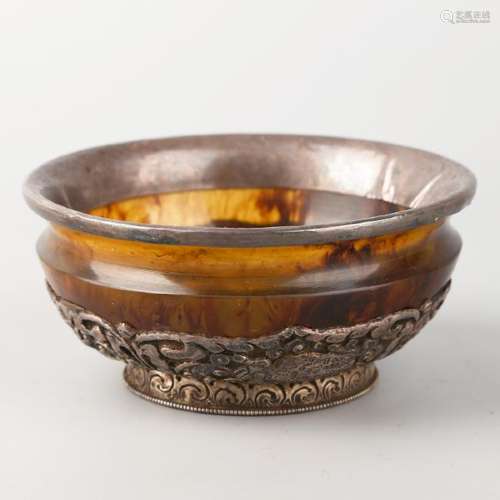 MONGOLIAN SILVER TEA BOWL