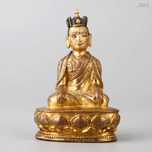 CHINESE GILT BRONZE GURU