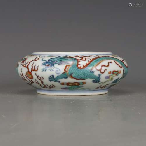 CHINESE DOUCAI PORCELAIN DRAGON WASHER