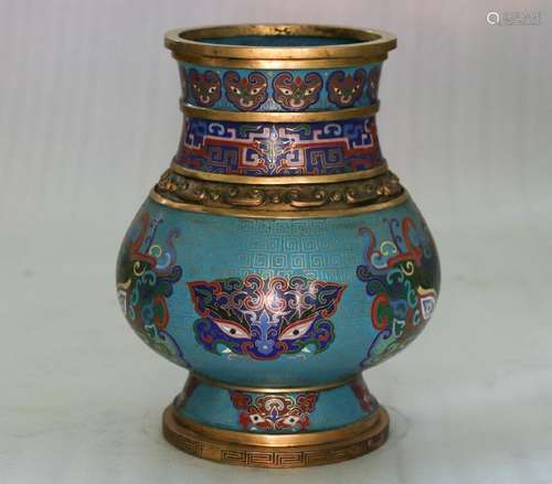 CHINESE CLOISONNE VASE WITH TAOTIE MASK