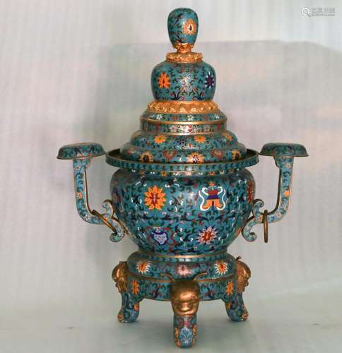 CHINESE CLOISONNE TRIPOD CENSER