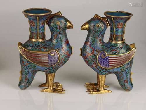 CHINESE PAIR OF CLOISONNE VASES