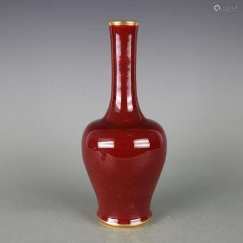 CHINESE OX BLOOD GLAZED PORCELAIN VASE