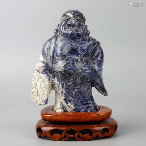 CHINESE LAPIS LAZULI FIGURE OF BUDDHA