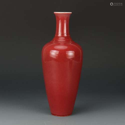 CHINESE OX BLOOD GLAZED PORCELAIN VASE