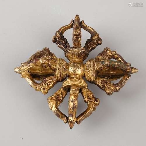 CHINESE GILT BRONZE VAJRA