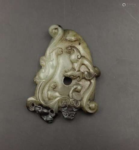 CHINESE WHITE JADE DRAGON PENDANT