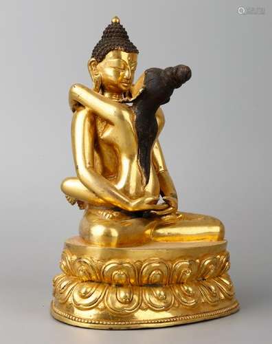 CHINESE TIBETAN GILT BRONZE BUDDHA