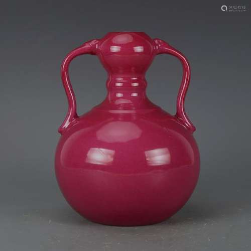 CHINESE CARMINE GLAZED RUYI VASE