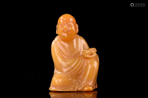 TIANHUANG SOAPSTONE CARVED 'ARHAT' FIGURE