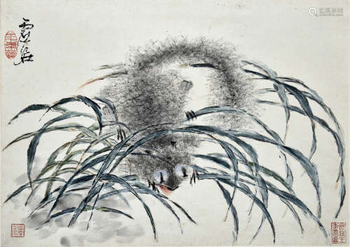 XU GU: INK AND COLOR ON PAPER PAINTING 'SQUIRREL'