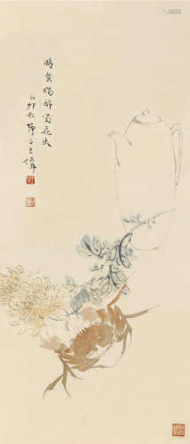 王师子 菊蟹 镜框