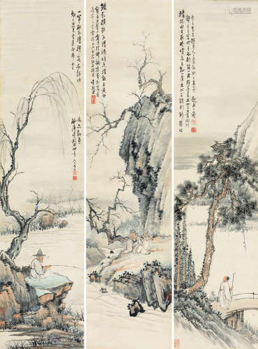 吴观岱 山水 （三幅） 屏轴