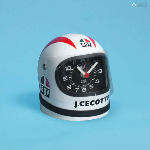 Johnny Cecotto, Ref: 910, Circa 1975  Heuer. A miniature 'Cavallino' racing helmet desk clock with alarm