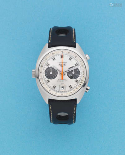 Carrera, Ref: 1153, Circa 1970  Heuer. A stainless steel automatic calendar chronograph bracelet watch