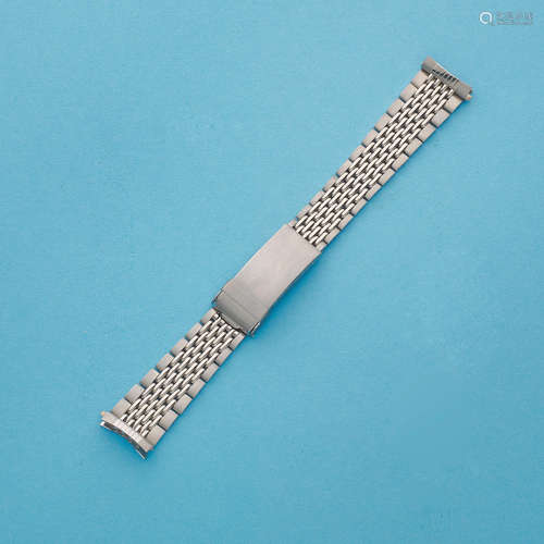 Circa 1970  A stainless steel Heuer Gay Frères 'rice link' bracelet with end links