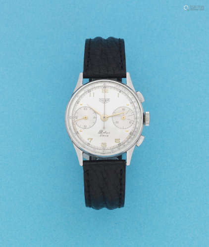 Circa 1950  Heuer. A stainless steel manual wind chronograph wristwatch retailed by Mobec Zurich