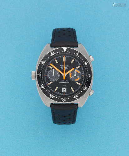 Autavia, Ref: 11630, Circa 1977  Heuer. A stainless steel automatic calendar chronograph wristwatch