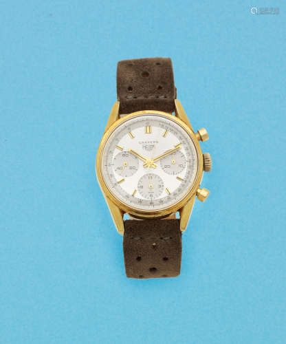 Carrera, Ref: 2448, Circa 1970  Heuer. A gold plated and stainless steel manual wind chronograph wristwatch