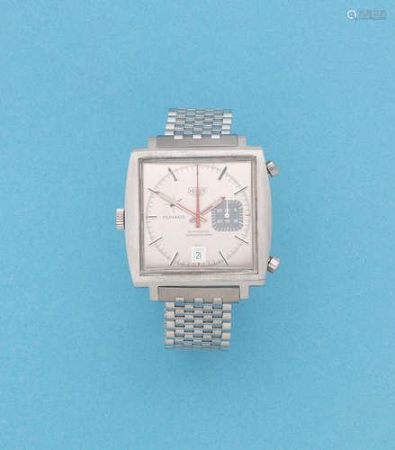 Monaco, Ref: 1533, Circa 1972  Heuer. A stainless steel automatic chronograph cushion form wristwatch