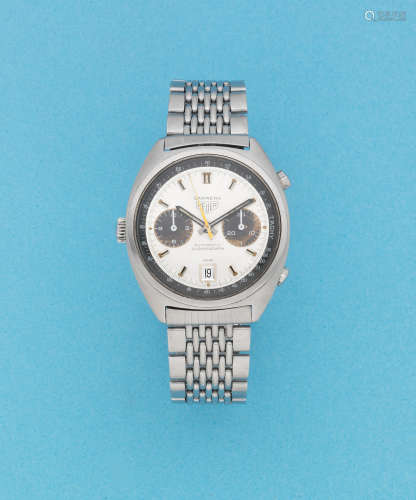 Carrera, Ref: 1153, Circa 1970  Heuer. A stainless steel automatic calendar chronograph bracelet watch