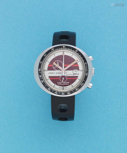 Jacky Icks Easy-Rider, Ref: 429.801 R, Circa 1972  Heuer. A chrome plated steel manual wind calendar chronograph wristwatch