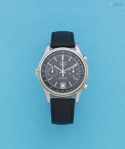 Verona, Ref: 110.213, Circa 1976  Heuer. A stainless steel calendar chronograph wristwatch