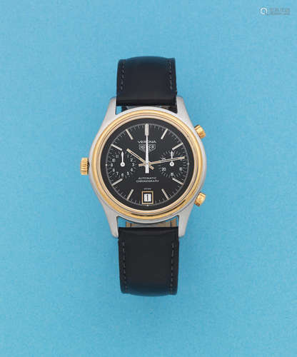 Verona, Ref: 110.215N , Circa 1976  Heuer. A stainless steel and gold plated automatic calendar chronograph wristwatch