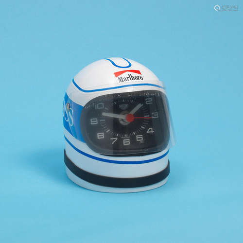 Hugo Boss, Circa 1975  Heuer. A miniature 'Cavallino' racing helmet desk clock