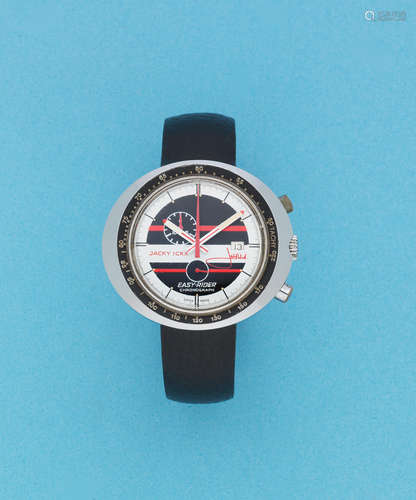 Jacky Ickx Easy-Rider, Ref: 429.801 N, Circa 1972  Heuer. A chrome plated steel manual wind calendar chronograph wristwatch