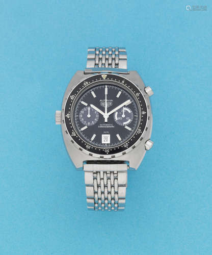 Autavia, Ref: 11063, Circa 1972  Heuer. A stainless steel automatic calendar chronograph bracelet watch