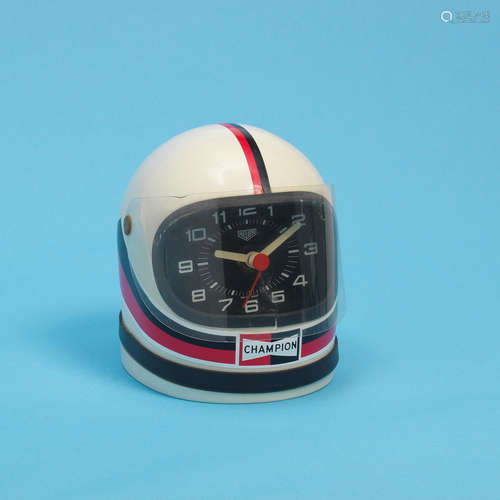 Champion, Circa 1975  Heuer. A miniature 'Cavallino' racing helmet desk clock