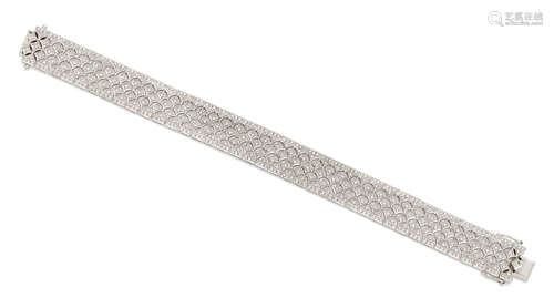 A Diamond and 14k White Gold Bracelet