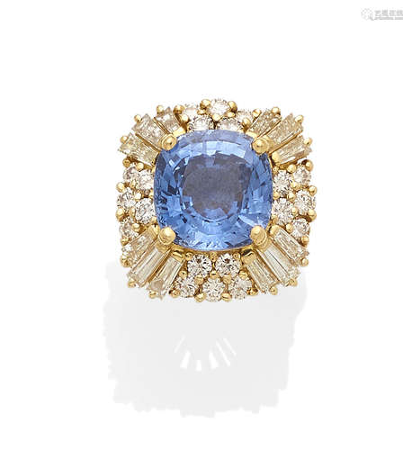 A sapphire, diamond and 18k gold ring/pendant