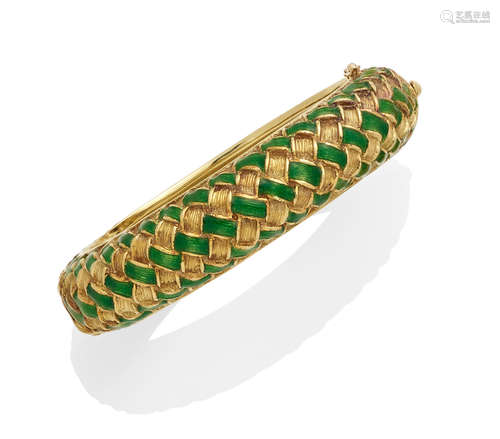 An enamel and 18k gold hinged bangle, Tiffany & Co.