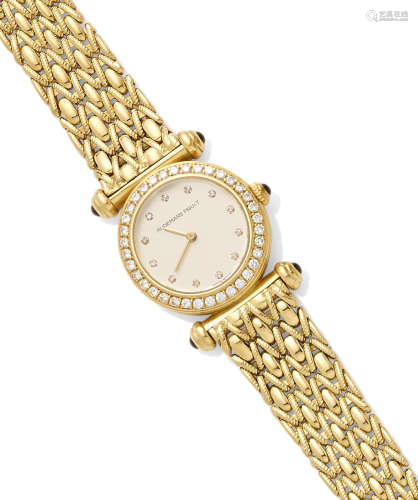 A lady's diamond, sapphire and 18k gold bracelet wristwatch, Audemars Piguet