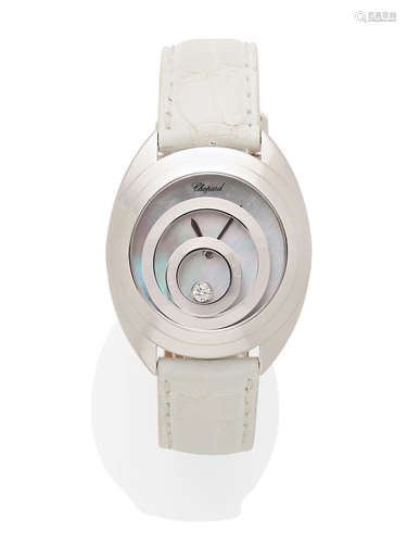 A diamond and 18K White Gold 'Happy Spirit' strap Wristwatch, Chopard