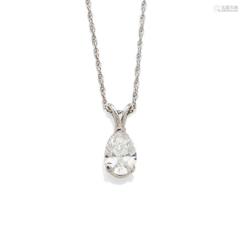 A diamond and white gold pendant necklace