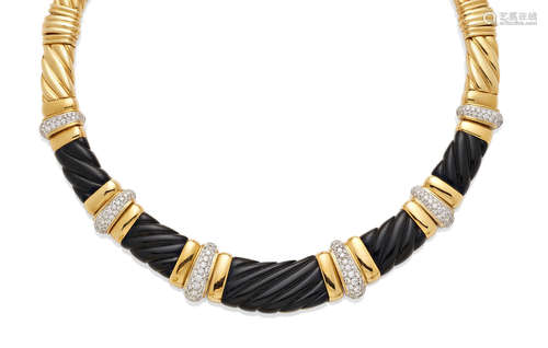 A diamond, black onyx and 18K gold collar, Turi