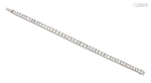 A Diamond and Platinum Line Bracelet