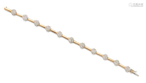 A diamond and 18K Bi-color Gold Bracelet