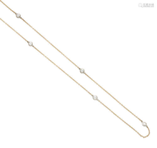 A diamond, platinum and 18K gold 'Diamonds by the Yard' Necklace, Elsa Peretti for Tiffany & Co.