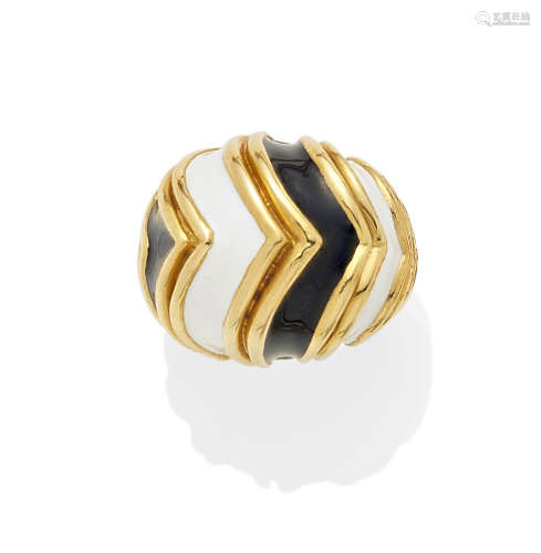 An Enamel and 18K Gold Dome Ring, Tiffany & Co.